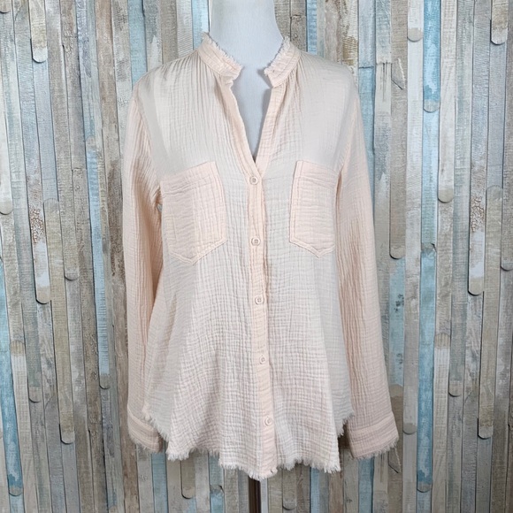 Anthropologie XS Cloth Stone Riley Buttondown Top - Picture 3 of 8